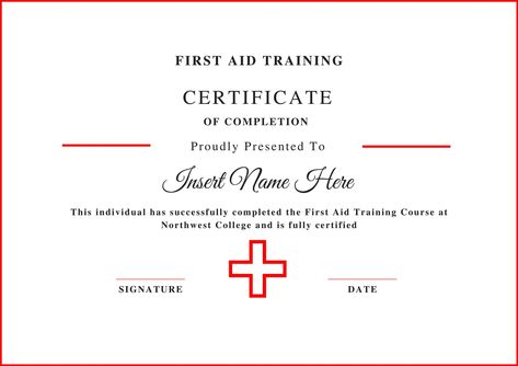 Editable Certificate of Completion, First Aid Training Certificate Cpr Card, Cpr Certification, Packing List Template, Completion Certificate, First Aid Training, Course Completion Certificate, Invoice Template Word, Training Certificate, Editable Certificates