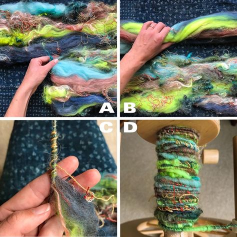 Roving Reporter: How I Tackle a Textured Spinning Batt | Spin Off How To Spin Yarn By Hand, Yarn Spinning, Art Yarn, Spinning Art Yarn, Hand Spun Art Yarn, Art Yarn Spinning, Art Yarn Weaving, Weaving With Handspun Yarn, Spinning Yarn Fiber