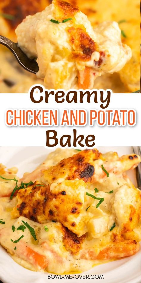 Chicken Potato Carrot Recipe, Recipes With Chicken And Potatoes, Chicken Potatoes And Carrots, Chicken Thigh Casserole, Chicken And Potato Casserole, Chicken Breast Casserole, Chicken Potato Casserole, Baked Chicken Casserole, Creamy Alfredo Sauce