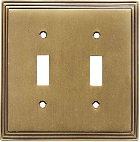 Art Deco Step Satin Antique Brass GFCI Rocker Switch Plates - - Amazon.com Bathroom Decoration Diy, Miami Art Deco, Brass Art, Forging Metal, Art Deco Furniture, Wall Plates, Brass Lighting, Toggle Switch, Switch Plate Covers