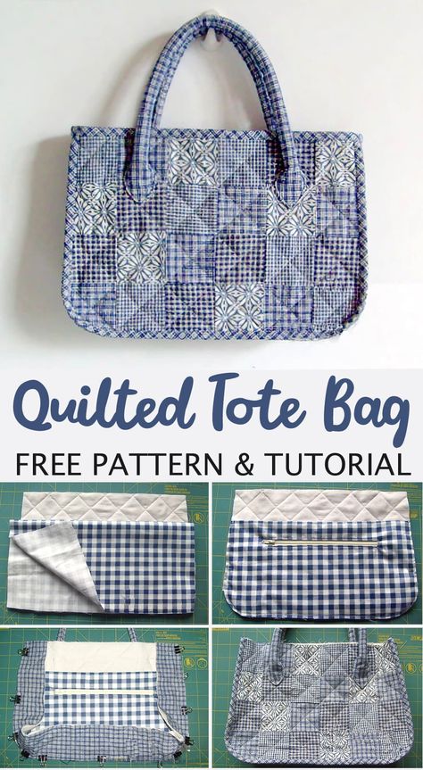 Quilting Tote Bag Tutorial Quilted Handbags Patterns Free, Diy Quilted Tote Bag, Quilt Bags And Totes Patterns, Sewing Tote Bags Pattern Free, Large Tote Bag Pattern Free, Quilted Bag Patterns Free, Easy Tote Bag Pattern Free, Duffle Bag Tutorial, Zippered Tote Bag Pattern