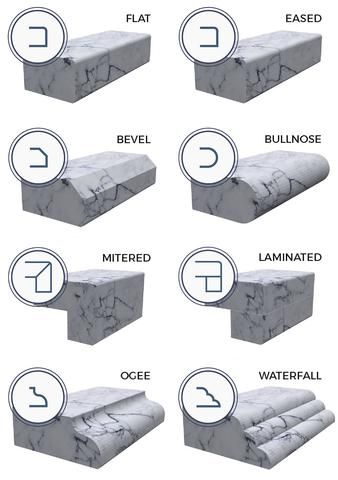 Countertop Edges – Granite Republic Kitchen Countertop Edges, Countertop Decor Ideas, Furniture Details Drawing, Interior Design Basics, Stairs Design Interior, Marble Detail, Countertop Ideas, Kitchen Layout Plans, Countertop Decor