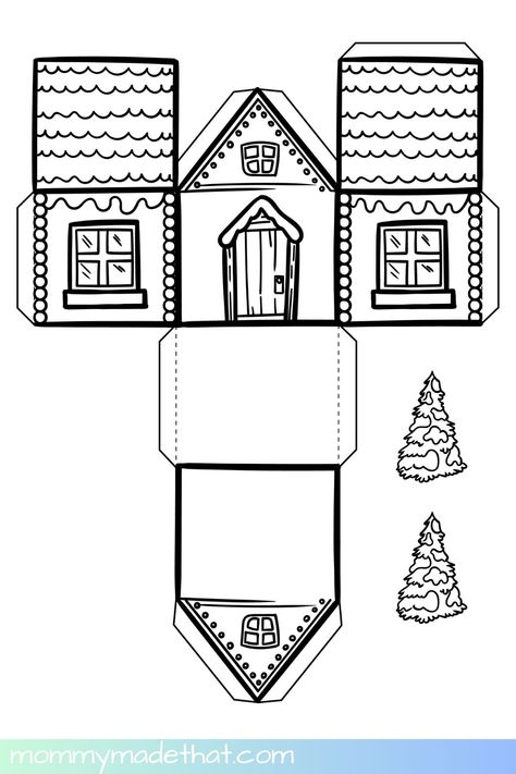 Funny Christmas Card Sayings, Diy Christmas Village Houses, Gingerbread House Template Printable, Letter I Crafts, Paper House Template, Gingerbread House Template, Christmas Card Sayings, Winter Paper, Insect Crafts