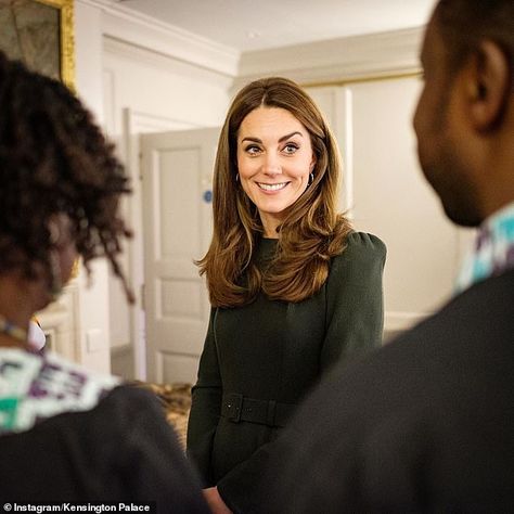 Kate pictured at the event, which was held shortly before a Kensington Palace spokesperson announced the Duchess would not attend the formal awards ceremony 'due to the children' Beulah London, Herzogin Von Cambridge, Kate Middleton Prince William, Catherine Elizabeth Middleton, Princess Kate Middleton, Middleton Style, Kensington Palace, Catherine Middleton, Kate Middleton Style