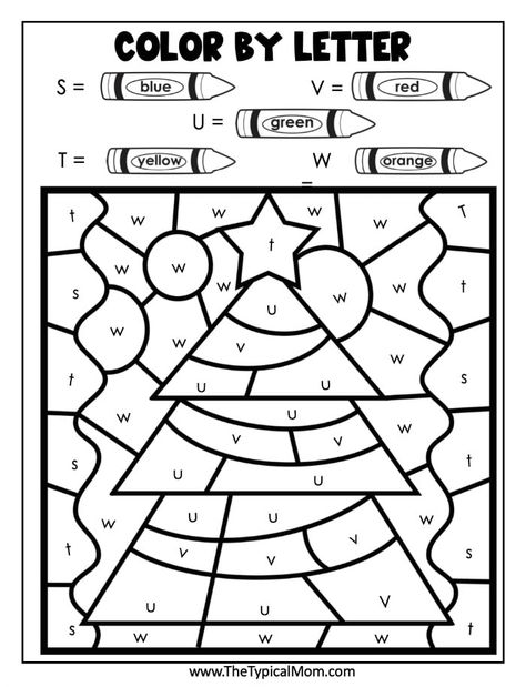 4 Christmas color by number and letter printables with multiplication facts for older kids and letter matching for Kindergarten & Pre K. #christmasprintables #freeprintables #colorbynumber #christmascolorbynumber #multiplicationworkseet Color By Letter, Christmas Color By Number, Number Worksheets Kindergarten, Color By Number Printable, Holiday Activities For Kids, Worksheet For Kids, Christmas Worksheets, Christmas Kindergarten, Christmas Math