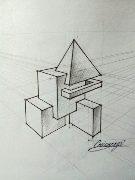 Building Elements Sketches, Intersecting Shapes, Isometric Drawing Exercises, Geometric Shapes Drawing, Landscape Design Drawings, Isometric Drawing, Perspective Drawing Lessons, Interior Architecture Drawing, Geometric Shapes Art