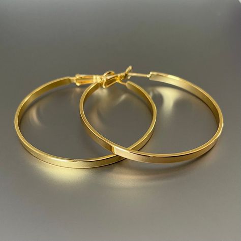 Flat Gold Hoop Earrings, Matte Gold Hoop Earrings, Gold Hoop Earrings Aesthetic, Big Gold Hoop Earrings, 15 Ring, Large Gold Hoop Earrings, Hoop Earrings Aesthetic, Thick Gold Hoop Earrings, Thick Gold Hoops