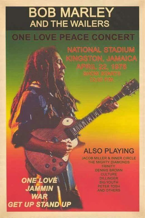 Bob Marley Date: 22 April 1978 Reggae Music Posters, Bob Marley And The Wailers, Bob Marley Poster, Reggae Art, Nesta Marley, Music Concert Posters, Roots Reggae, Kingston Jamaica, The Wailers