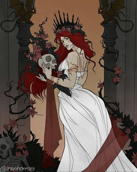 Persephone Queen Of The Underworld, Luna Outfit, Hell Aesthetic, Persephone Costume, Persephone Greek Goddess, Persephone Art, Persephone Goddess, Alternative Comics, Witch Queen