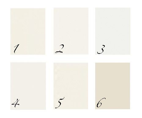 Benjamin Moore:  1. Ivory White (925)  2. White Dove (I-06)  3. Decorator’s White (1-04)  4. Atrium White (I-79)  5. Acadia White (OC-38) (supposed to be a match to Ikea's white) 6. Elephant Tusk (OC-8) Shades Of White Paint, Decorators White, Elephant Tusk, The Enchanted Home, Colored Ceiling, Benjamin Moore Paint, Enchanted Home, White Dove, Interior Paint Colors