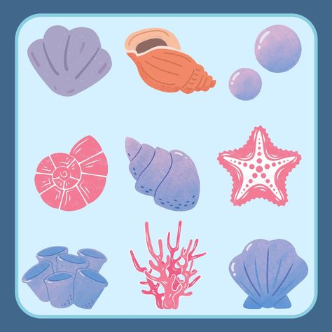 Shell Doodle, Mar Aesthetic, Sticker Inspo, Under The Sea, Art Ideas, Shells, Doodles, Drawings, Canvas