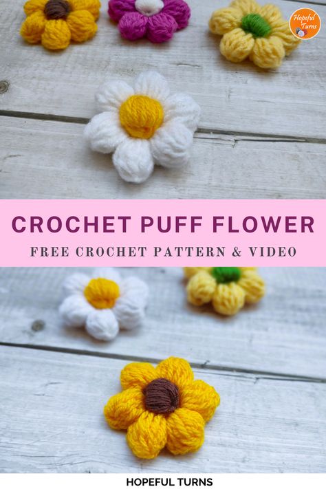 How To Make Yarn Flowers, Daisy Crafts Diy, Crochet Flower Step By Step, Crochet Flower Beginner, Crochet Daisy Flower Free Pattern, Daisy Pattern Crochet, Crochet Flowers On Sweater, How To Crochet A Daisy, Quick Crochet Flower