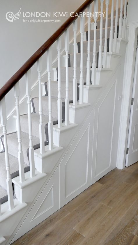 Understair Storage, Under Stair Storage, تحت الدرج, Stair Paneling, Under Stair, Stairs Renovation, Staircase Runner, Stair Makeover, Hallway Colours