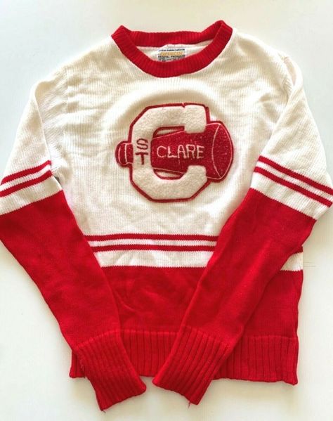 Cheer Sweater, St Clare, School Sweater, Varsity Sweater, Preppy Sweater, White Pullover, Vintage Swim, Sport Sweater, Vintage Preppy