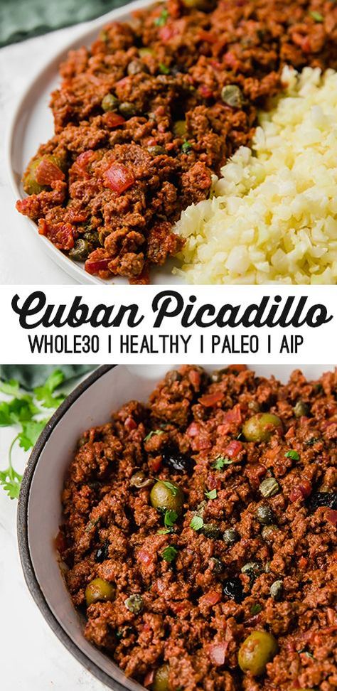 This Cuban picadillo is flavorful and nourishing. It's easily adapted to be paleo, whole30, and AIP compliant. Cuban Picadillo, Cuban Sliders, Picadillo Recipe, Unbound Wellness, Cuban Food, Cuban Sandwich, Beans And Rice, Aip Recipes, Whole 30 Recipes