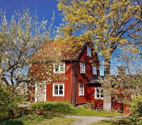 Scandinavian House Exterior, Scandinavian Exterior Design, Swedish Houses, Norwegian House, Scandinavian House, Scandinavian Design Style, Swedish Cottage, Red Houses, Small Cottages