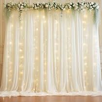 Wedding Backdrop With Lights, Curtains With Lights, Curtain With Lights, Wedding Backdrop Ceremony, Lights For Wedding, Tulle Backdrop, Nikah Decor, Boho Wedding Backdrop, Backdrop Curtains