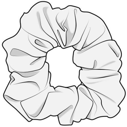 Scrunchie flat sketch Scrunchie Drawing Reference, How To Draw A Scrunchie, Drawing Scrunchies, Scrunchie Sketch, Scrunchies Illustration, Scrunchie Drawing, Technical Sketch, White Scrunchie, Flat Drawings