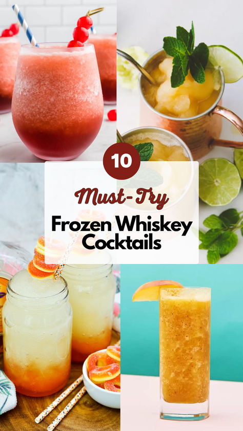 Frozen Whiskey Drinks Whiskey Frozen Drinks, Frozen Cocktail, Drinks To Try, Whiskey Recipes, Frozen Lemonade, Frozen Cocktails, Creative Cocktail, Whiskey Drinks, Whiskey Cocktails