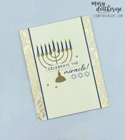 Stampin’ Up! Celebrate the Miracle Hanukkah Card with Video Tutorial | Stamps – n - Lingers Hannakuh Cards, Hanukkah Cards Handmade, Handmade Cards Diy, Send Love, Hanukkah Cards, Stampin Up Project, Jewish Holiday, Jewish Holidays, Happy Hanukkah