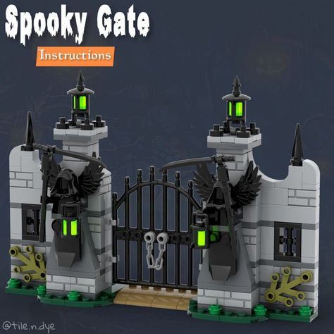 Lego Halloween Village, Lego Halloween Moc, Lego Halloween Ideas, Lego Cemetery, Cool Lego Ideas, Halloween Lego, Medieval Lego, Lego Houses, Lego Techniques