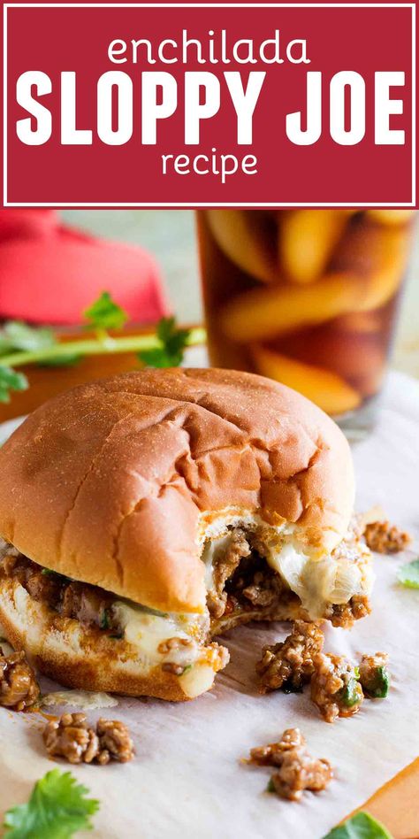 Not your typical sloppy joe recipe, these sloppy joes have an enchilada twist with delicious tex-mex flavors. They are the best sloppy joe recipe! #dinner #sloppyjoes #beef #easyrecipes #texmex Best Sloppy Joe Recipe, Comfy Kitchen, Sloppy Joe Recipe, Best Enchiladas, Cheesy Enchiladas, Chicory Recipe, Joe Recipe, Healthy Beef, Sloppy Joes Recipe