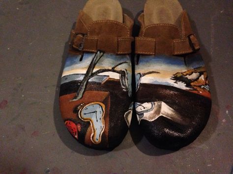 My Dali painted shoes Painted Birkenstocks, Boston Birkenstock, Jersey Collection, Girl Crafts, Birkenstock Boston Clog, Crafts For Girls, Custom Painted, Painted Shoes, Big Girl