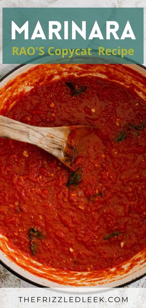 Do you want to make your marinara sauce better? This Whole30 hearty marinara sauce is the best. Rao's tomato sauce is the best and our recipe is a copycat of it. There is no need to add sugar to this sauce making it a great Whole30 and Keto sauce. Serve with pasta, meatballs, or chicken. We make our marinara sauce on the stovetop but it can be made in the instant pot or crock pot. #tomatosauce #marinarasauce Rao's Homemade Marinara Sauce Recipe, Spaghetti Sauce Rao, Rao’s Marinara Recipe, Whole 30 Marinara Sauce, Rao's Spaghetti Sauce, Rao's Homemade Marinara Sauce, Rao Sauce Recipe, Copycat Raos Spaghetti Sauce, Crock Pot Marinara Sauce