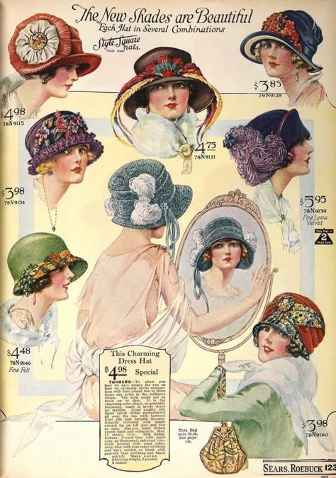 20s Fashion, 1923 Fashion, 1920s Hats, Historical Hats, 1910s Fashion, Victorian Hats, History Fashion, Foto Vintage, Edwardian Fashion