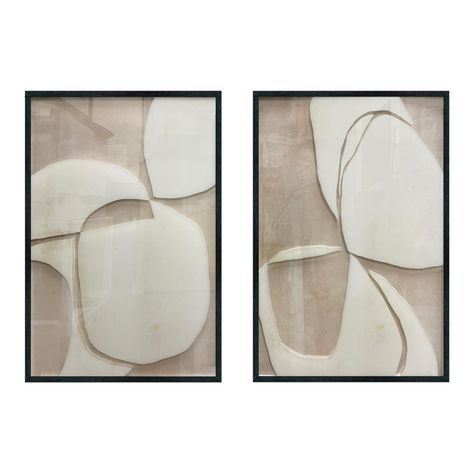 Ivory Hush Abstract Framed Glass Wall Art 2 Piece | World Market Wall Art 2 Piece, Art Final, Condo Ideas, Classy Lady, House Bedrooms, Neutral Art, Floral Area Rugs, Design Packaging, Main Bedroom