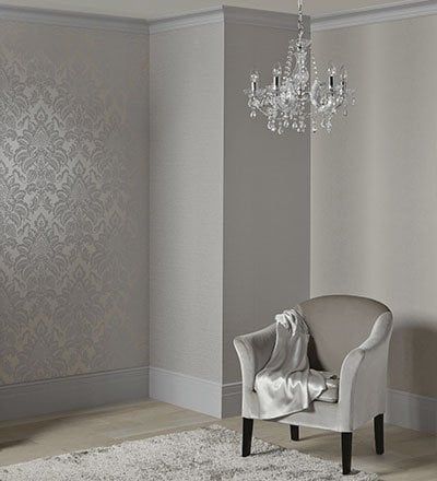 Damask Wallpaper Living Room, Damask Wallpaper Bedroom, Glitter Bedroom, Wallpaper Bedroom Feature Wall, Damask Decor, Feature Wall Bedroom, Damask Wallpaper, Trendy Bedroom, Walls Room