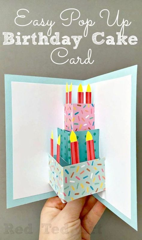 DIY Birthday Cards - Easy Pop Up Birthday Card DIY - Easy and Cheap Handmade Birthday Cards To Make At Home - Cute Card Projects With Step by Step Tutorials are Perfect for Birthdays for Mom, Dad, Kids and Adults - Pop Up and Folded Cards, Creative Gift Card Holders and Fun Ideas With Cake #birthdayideas #birthdaycards Easy Birthday Cards Diy, Diy Pop Up Cards, Diy Birthday Cake, Anniversaire Diy, Birthday Cake Card, Homemade Birthday, Simple Birthday Cards, Homemade Birthday Cards, Birthday Crafts