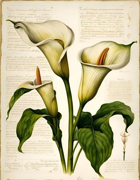 Botanicals: Calla Lily. Digital Downloads for Cards Puzzles - Etsy Botanical Drawing, Cricut Wedding, Scrapbooking Journal, Illustration Botanique, Vintage Botanical Prints, Wedding Props, Plant Illustration, Botanical Drawings, Vintage Botanical