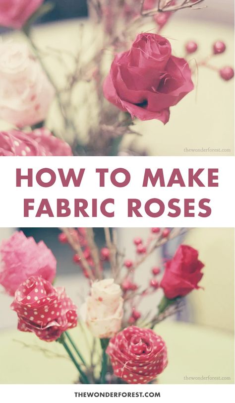 Fabric Bouquet Diy, Fabric Roses Diy No Sew, Fabric Roses Pattern, Fabric Wedding Flowers, Fabric Flower Template, Valentines Bouquet Diy, Diy Fabric Flower Bouquet, Fabric Flowers How To Make, Fabric Rose Template