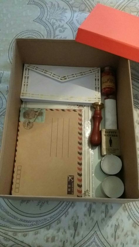 Got a new box today for my letter stuff Box Of Letters Aesthetic, Box Of Love Letters, Romantic Letters Aesthetic, Memory Box Aesthetic, Memory Box Ideas Diy, Personal Project Ideas, Letter Writing Kit, Letter Collection, Letter Organizer