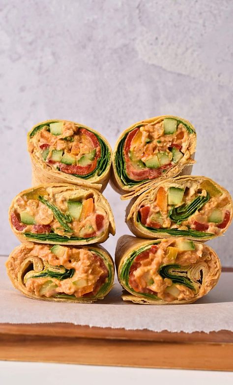 Vegan Hummus Wrap (20g Protein) - The Conscious Plant Kitchen Vegan Hummus Wrap, Hummus Wrap Recipe, Veggie Hummus Wrap, Conscious Plant Kitchen, Vegetarian Wraps, 20 Grams Of Protein, Hummus Wrap, Hummus And Pita, Gluten Free Wraps