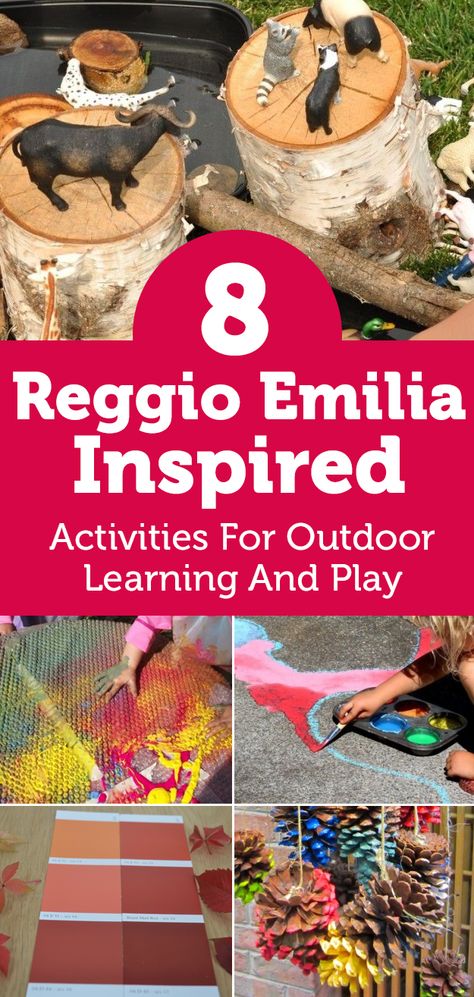 8 Reggio Emilia-Inspired Activities for Outdoor Learning and Play Nature, Reggio Emilia Art Projects, Reggio Emilia Toddler, Reggio Emilia Art, Outdoor Classroom Activities, Nature Based Classroom, Provocations Reggio, Reggio Emilia Preschool, Toddler Fine Motor Activities