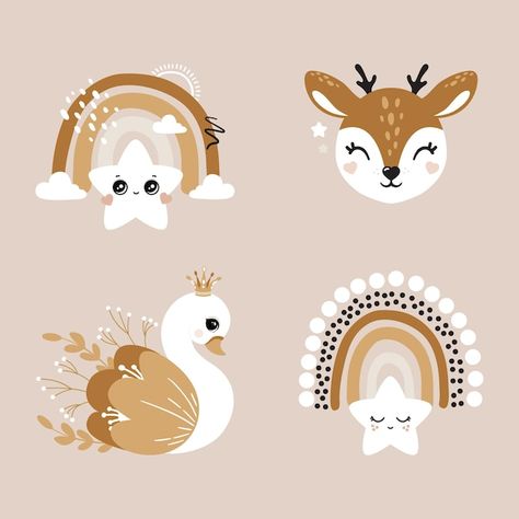 Deer Illustration Cute, Baby Deer Illustration, Cute Deer Illustration, Wildlife Logo, Boho Animals, Boho Illustration, Animal Illustration Kids, Kids Graphic Design, Deer Vector