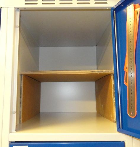 Organisation, Diy Locker Shelf, Locker Organization Diy, Locker Shelf, Wood Lockers, Locker Shelves, Locker Ideas, Wooden Lockers, Diy Locker