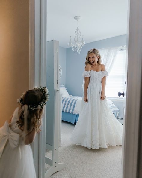 Getting ready to go meet her man on her wedding day! Can you get over how stunning Chelsea is !? She chose to get ready in her childhood room and it was the perfect touch! What a dream is was to photograph your wedding day🤍 Where did you/would you get ready for your wedding day?? . CT wedding photographer, wedding day getting ready, Racebrook country club, bride to be, bride getting ready, first look with flower girl, wedding dress Bride Before Wedding Pictures, Bride With Flower Girl, Bride And Flower Girl Getting Ready, Bride Photo Ideas, Wedding Day Getting Ready, Wedding Getting Ready, Getting Ready Wedding Photos, Wedding Getting Ready Pictures, Before Wedding Pictures