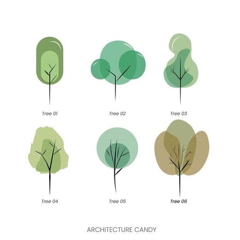 Tree Facade Architecture, Tree Illustration Architecture, Portfolio Layout Architecture, Tree Illustration Simple, Tree Elevation, 2d Tree, Section Drawing Architecture, Architecture Trees, Trees Architecture