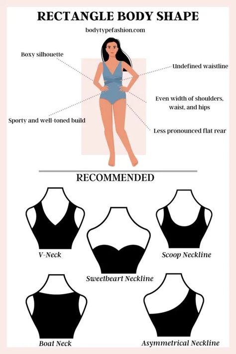 Asymmetrical Neckline Styling For Body Types, Clothes According To Body Shape, Clothes Based On Body Shape, How To Figure Out Your Body Shape, Midsize Rectangle Body Shape Outfits, Wide Ribcage Body Type Outfits, Lean Column Body Shape Outfits, H Body Shape, How To Style Your Body Type