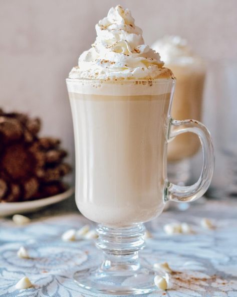 White Chocolate Mocha | Hot (Starbucks Copycat) | The Oven Light White Chocolate Mocha Starbucks, Almond Milk Whipped Cream, Hot White Chocolate, Starbucks White Chocolate, Iced White Chocolate Mocha, Saved Money, Mocha Recipe, Espresso At Home, White Chocolate Mocha