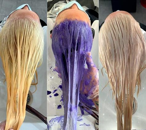 Tone Yellow Hair, Toner For Brown Hair, Tone Hair At Home, Silver White Hair, Salon Hair Color, Dyed Hair Purple, Bleaching Your Hair, Silver Shampoo, Hair Therapy