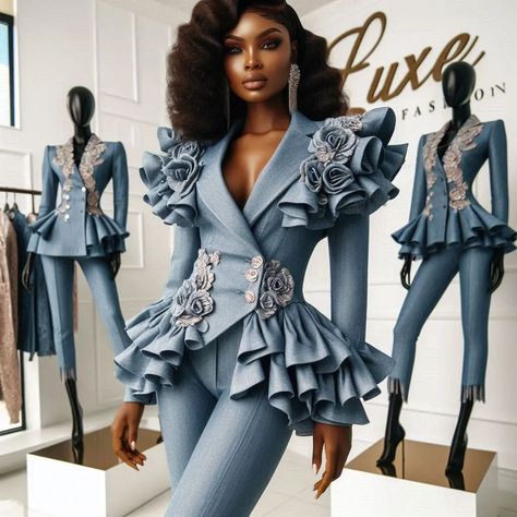 Luxe illustration | Denim collection 🔥🔥🔥🤍 | Instagram Denim Outfits For Women Party, Denim Outfits For Women, Denim Wedding Dresses, Denim Outfit Ideas, High Fashion Photoshoot, Denim Couture, Denim Wedding, Jean Dresses, Sewing Clothes Women