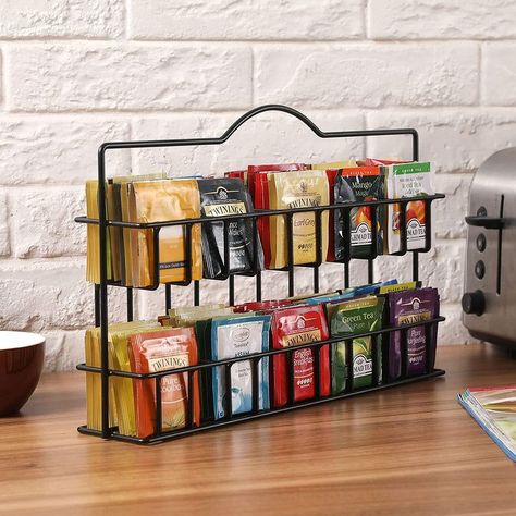 Tea Station Ideas Small Spaces, Tea Corner Ideas, Teabag Storage, Tea Organization Storage, Tea Rack, Tea Shelf, Tea Organizer, Coffee/wine Bar, Tea Flavors