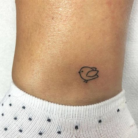 Chick Tattoo, Matthew 23, Small Animal Tattoos, Little Bird Tattoos, Chicken Tattoo, Tiny Bird Tattoos, Stick Poke Tattoo, Tattoo Placements, Ankle Tattoos For Women