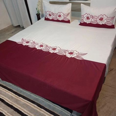 DESIGNER KING SIZE EMBROIDERED BEDSHEET 🔥 ⬅️Size : 108/108 inches ⬅️Fabric : 100% premium soft Cotton ⬅️Set Contains: 1 bedsheet with 2 pillow covers ⬅️Fine EmbroiderY ⬅️Machine Washable 1699 free ship Bedsheet Embroidery Design, Bedsheet Embroidery, Bedsheets Designs, Embroidery Bedsheet, Bed Cover Design, Fine Embroidery, Pillow Crafts, Machine Embroidery Patterns, Cotton Set