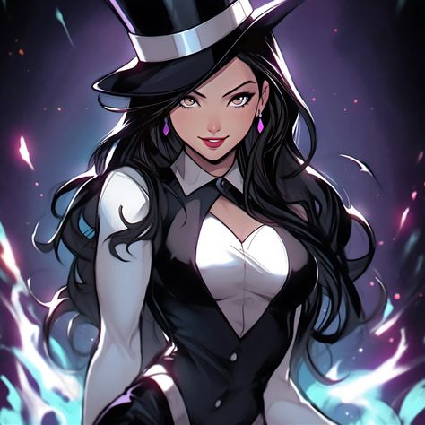 Dc Zatanna Fanart, Dc Women Art, Female Magician Art, Dc Comics Zatanna, Zatanna Dc Comics Art, Dc Women Characters, Zattana Dc, Dc Female Characters, Zatanna Fanart