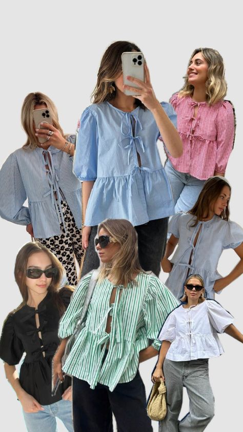 POPLIN TIED BLOUSES Poplin Dress Street Style, Poplin Shirt Outfit, Copenhagen Blouse, Ganni Top, Baby Mum, Sewing Clothes Women, Diy Sewing Pattern, Poplin Dress, Tie Blouse